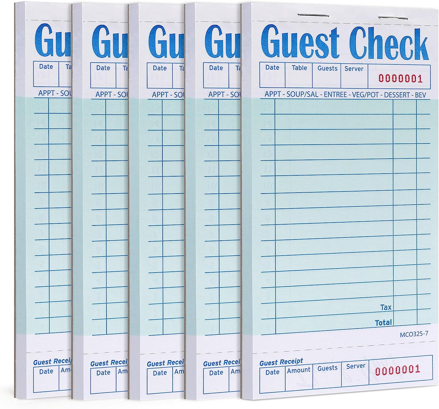 Guest Checks Book 5 Pack, Server Note Pads, Waitress Accessories Wirting Pad, Re