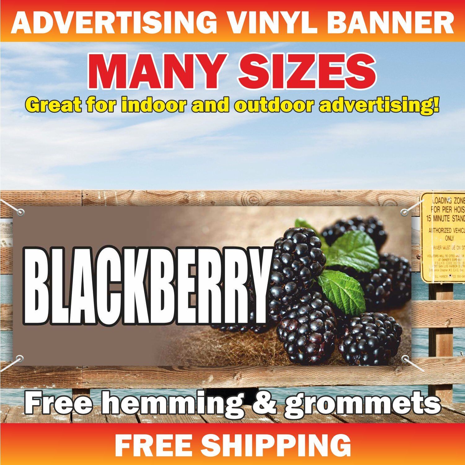 Blackberry Advertising Banner Vinyl Mesh Sign Fruit Vegetable Berry Farm Fresh