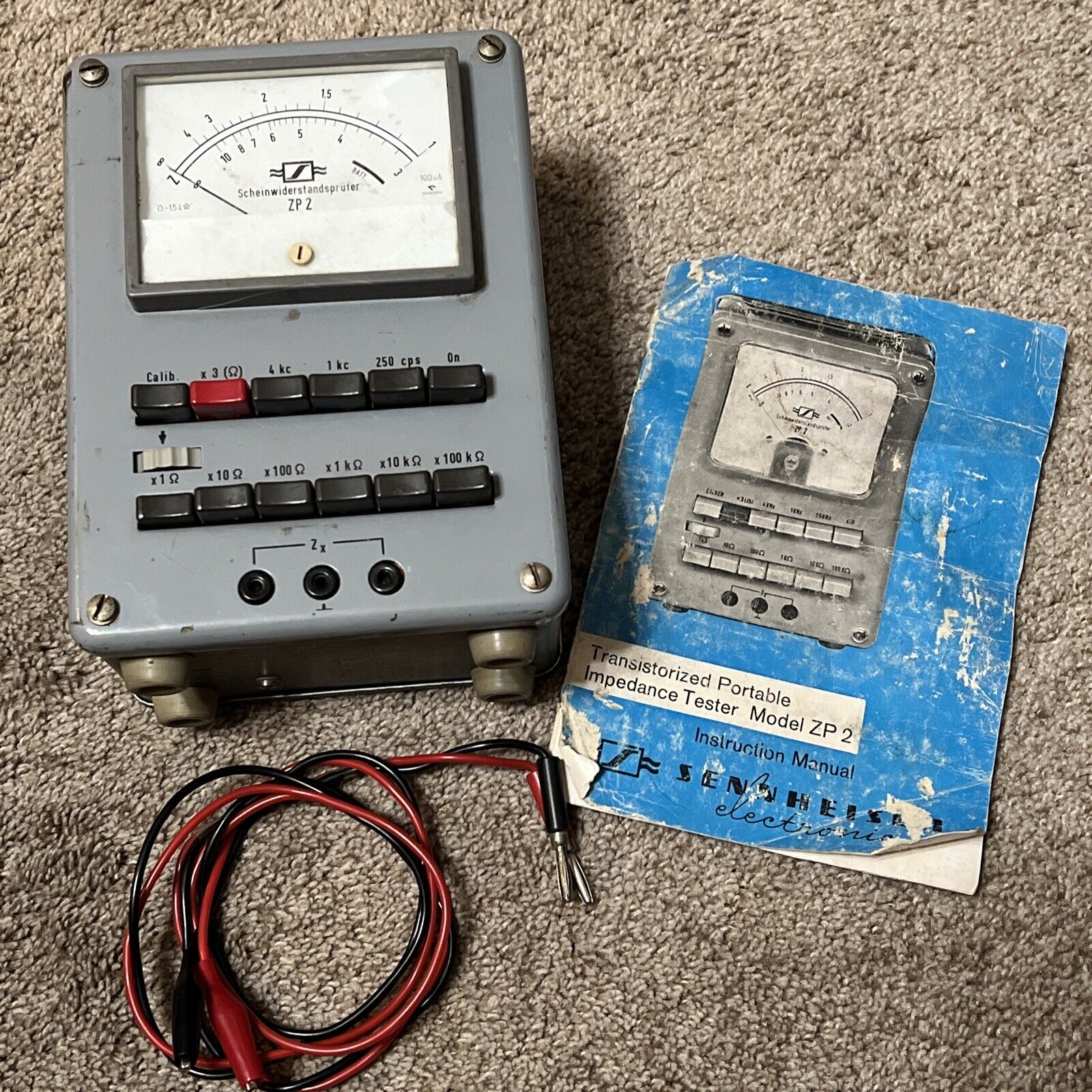 Sennheiser ZP-2 Impedance Tester Meter 1960s Made In Germany with Manual