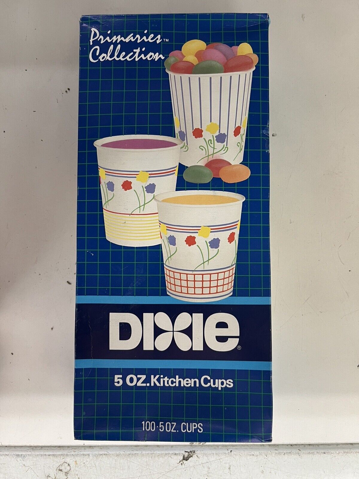 Vintage Dixie 5oz Paper 100 Kitchen Cups Primary Collection Unopened box