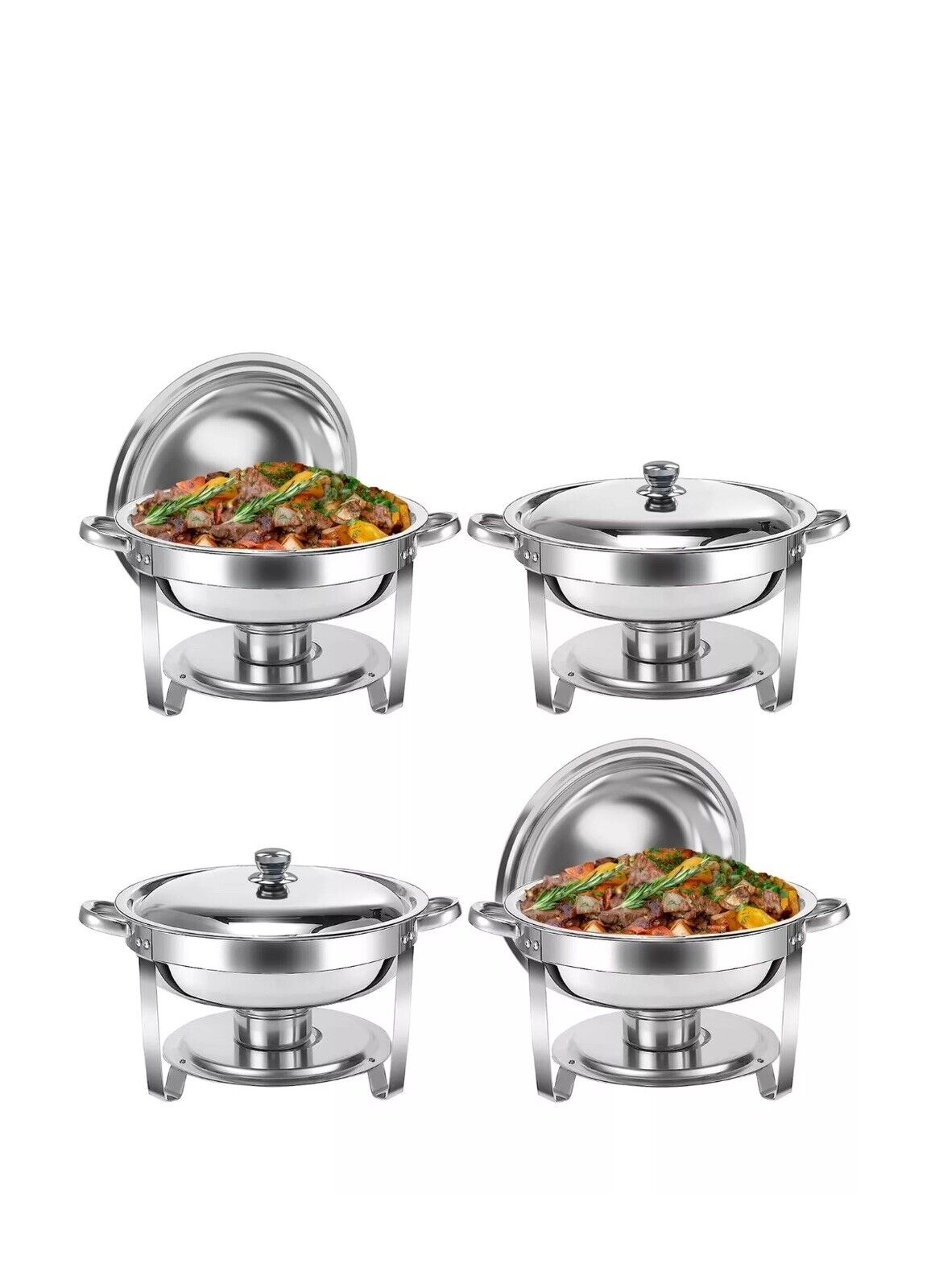 Chafing Dish Buffet Set 5 QT 4 Packs Stainless Steel Buffet Servers and Warme...