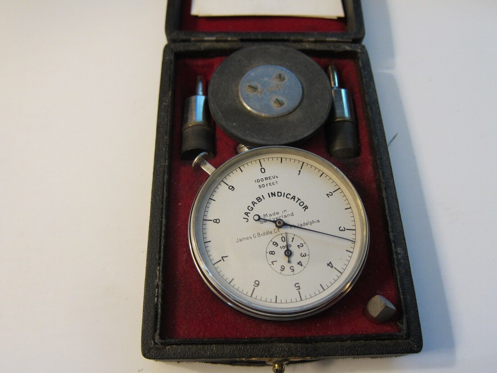 Vintage JAGABI Speed Indicator & Case James Biddle Philadelphia PA Switzerland