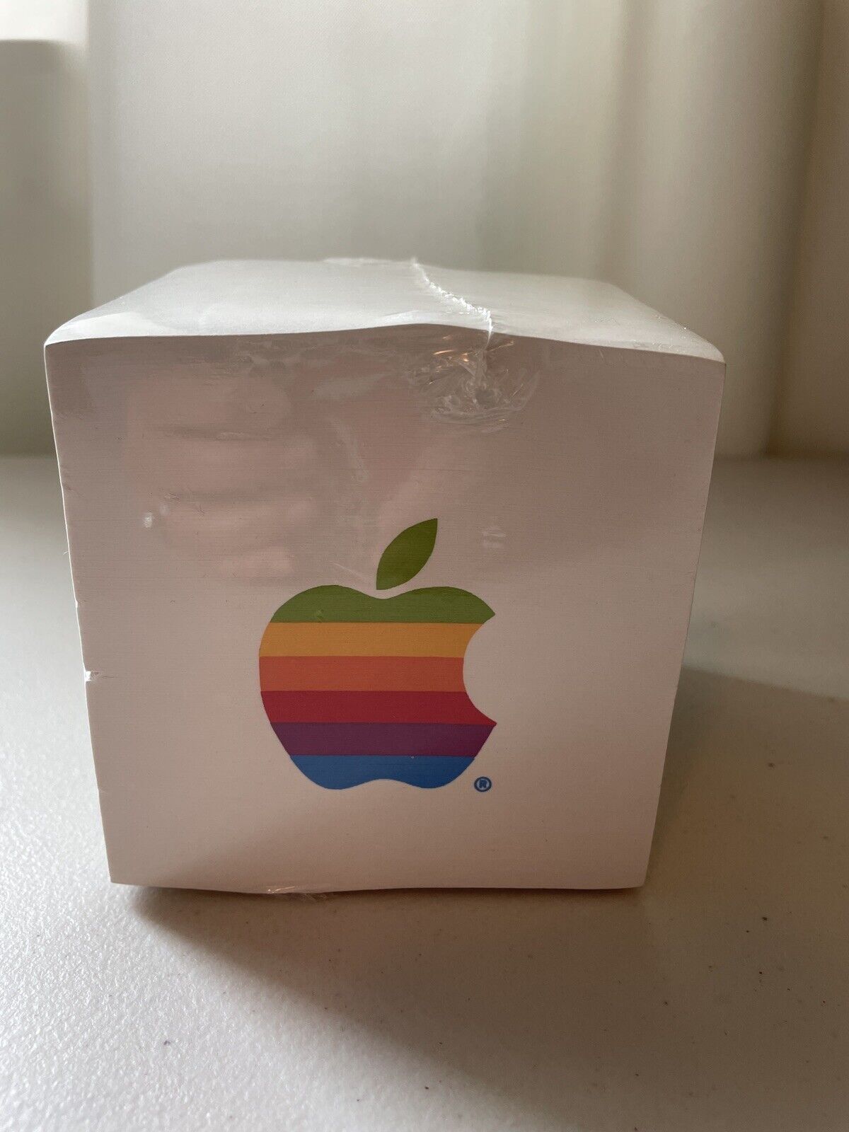 Vintage Apple Computer 4” Paper Cube Notepad Macintosh 80s 90s Office White