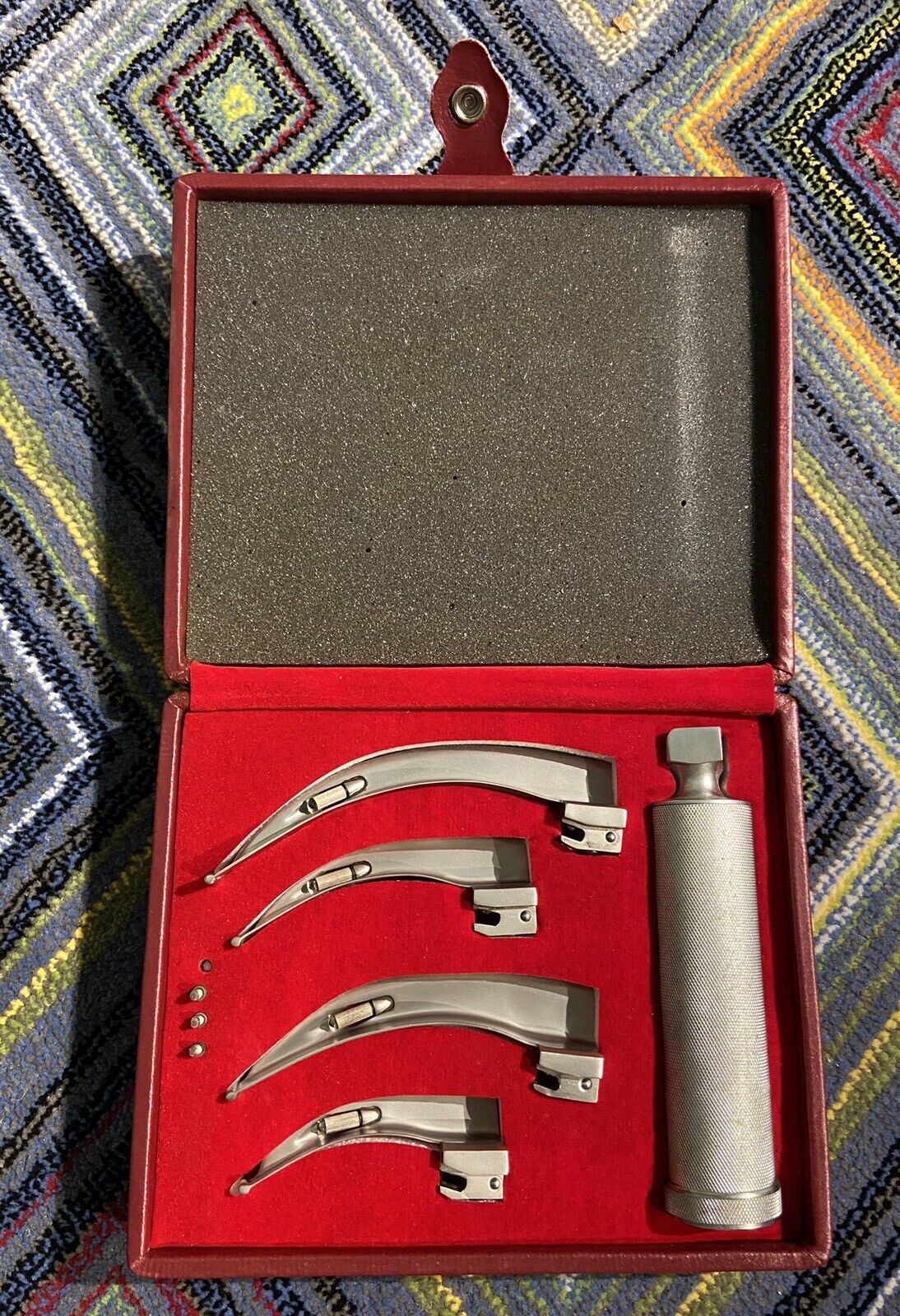 Vintage Laryngoscope Boxed Set NSN 6515-00-616-5052 Zulco Stainless 4 Blades