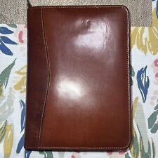 Vintage 1990s Scully Italian Leather 3 Ring Zip Binder Brown 8.5