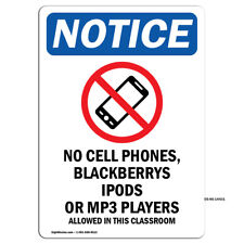 No Cell Phones Blackberrys With Symbol OSHA Notice Sign Metal Plastic Decal picture