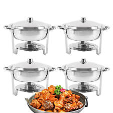 Round Chafing Dish Buffet Set 5Qt 4pc Stainless Steel Buffet Servers and Warmers picture