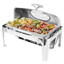 New Roll Top Chafing Dish Buffet Set W/Visible Window 9QT Stainless Steel Chafer picture