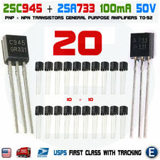 20pcs 10 pairs of 2SA733 & 2SC945  A733 C945, TO-92 audio transistor KCS945 USA picture