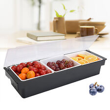 3 Compartments Condiment Dispenser Chilled Server Bar Caddy Food Tray +Lid NEW picture