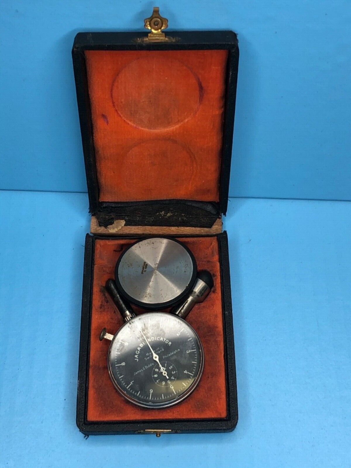 Vintage Jagabi Indicator James G Biddle Switzerland Tachometer Rare Black Face