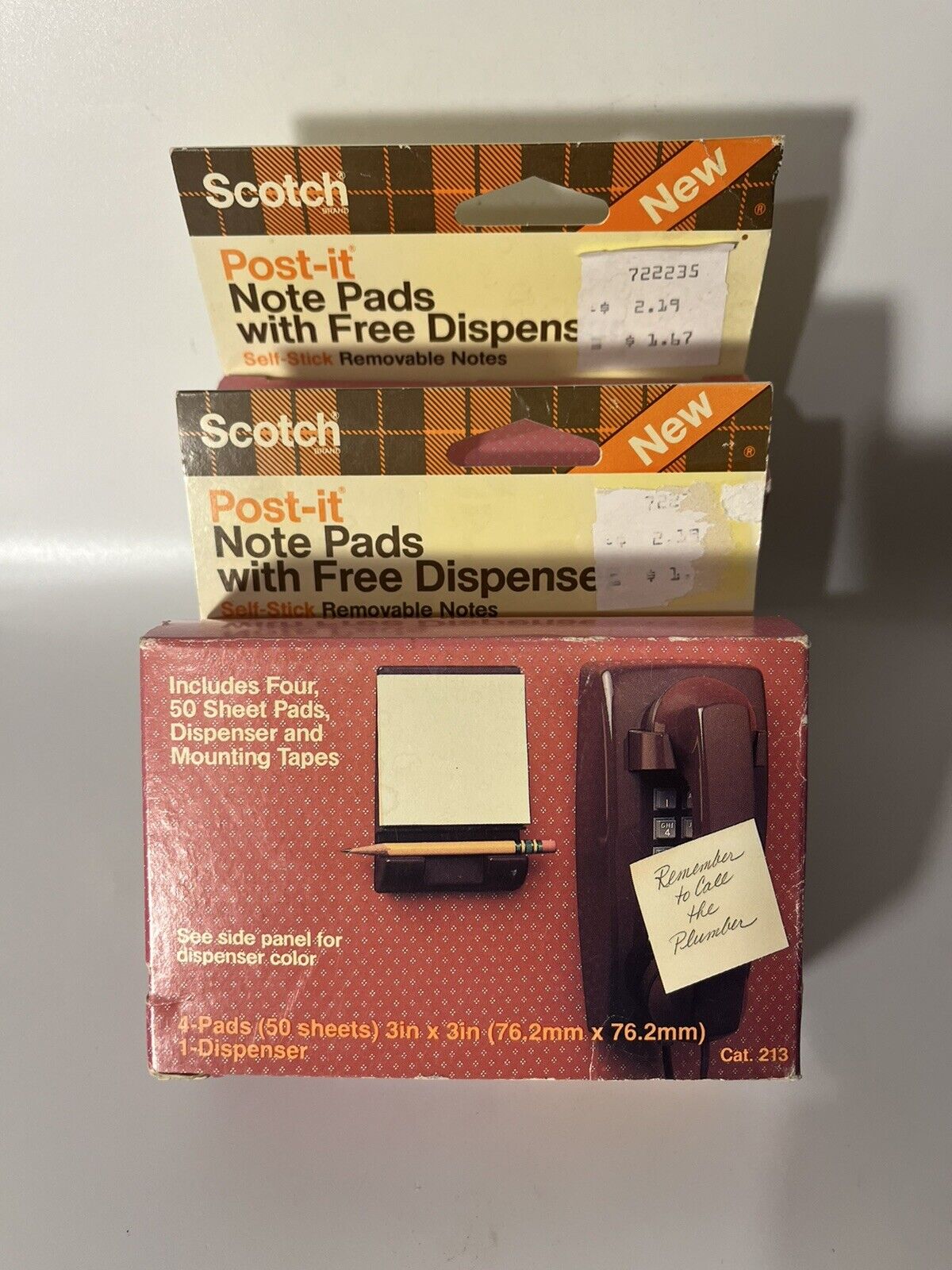 Vintage 1980 Scotch 3inx3 Post-it Note Tray Dispenser Desk Or Wall New