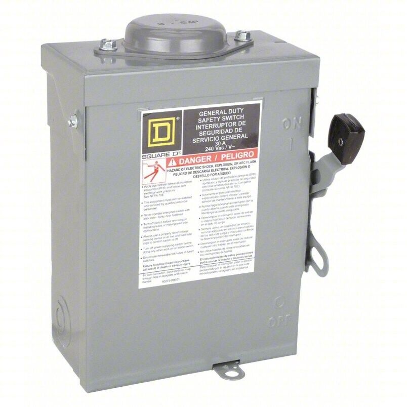 Square D D321NRB 30 Amps 240 VAC Disconnect Rainproof  3 Pole Safety Switch