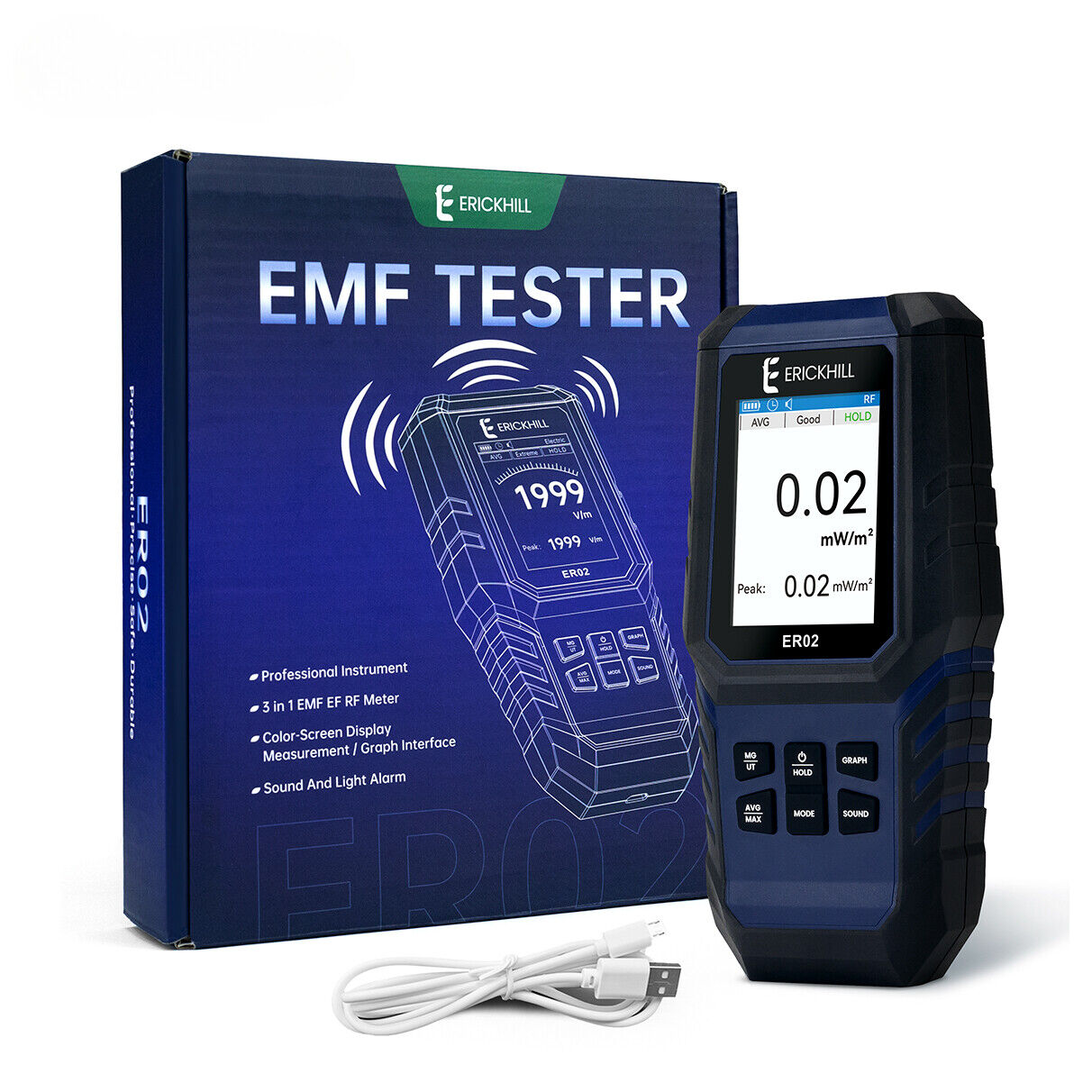 EMF Meter Electromagnetic Field Radiation Detector Radio Frequency Field Tester