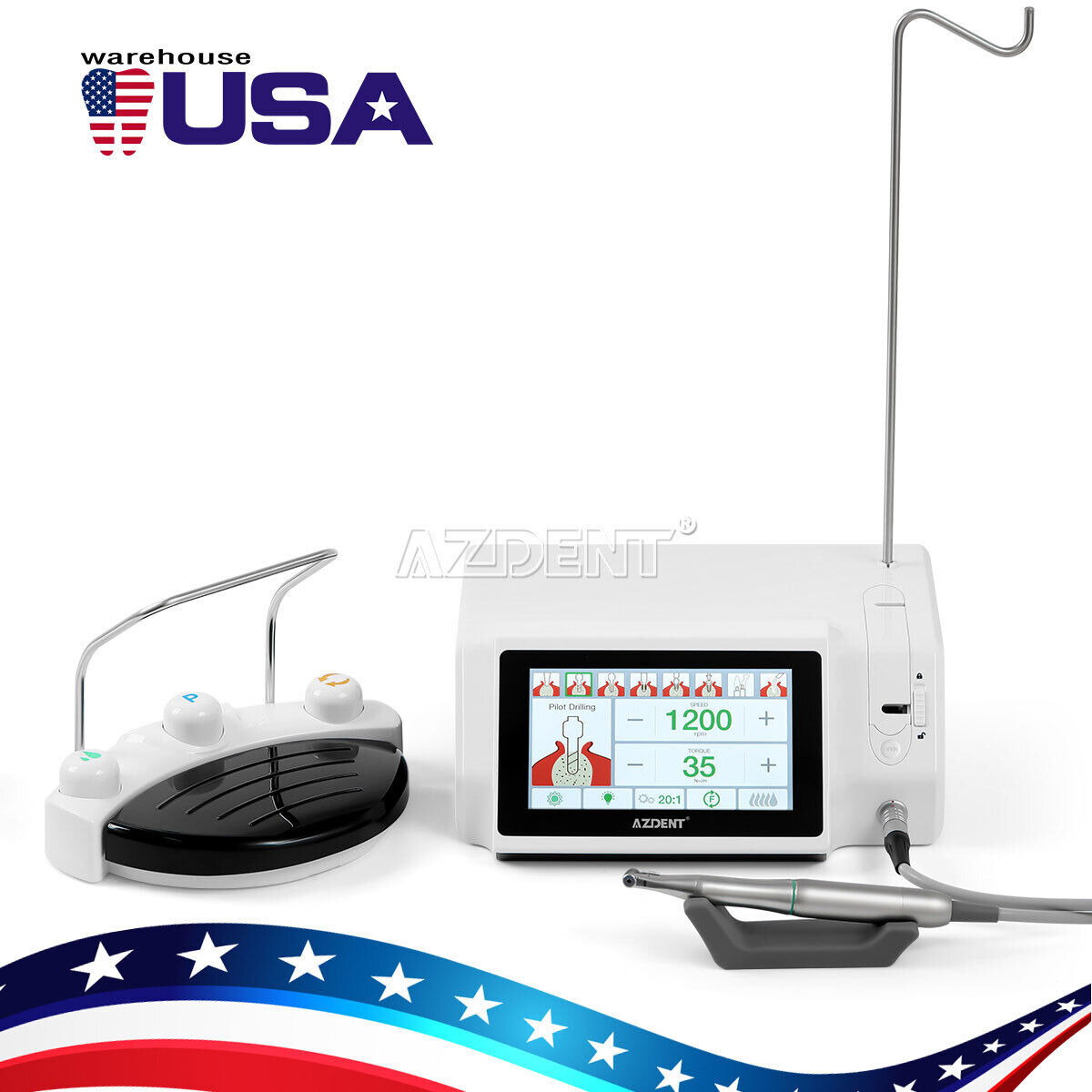 Pro Dental Touch Surgical Implant Motor System LED 20:1 Contra Angle / Tool Cart