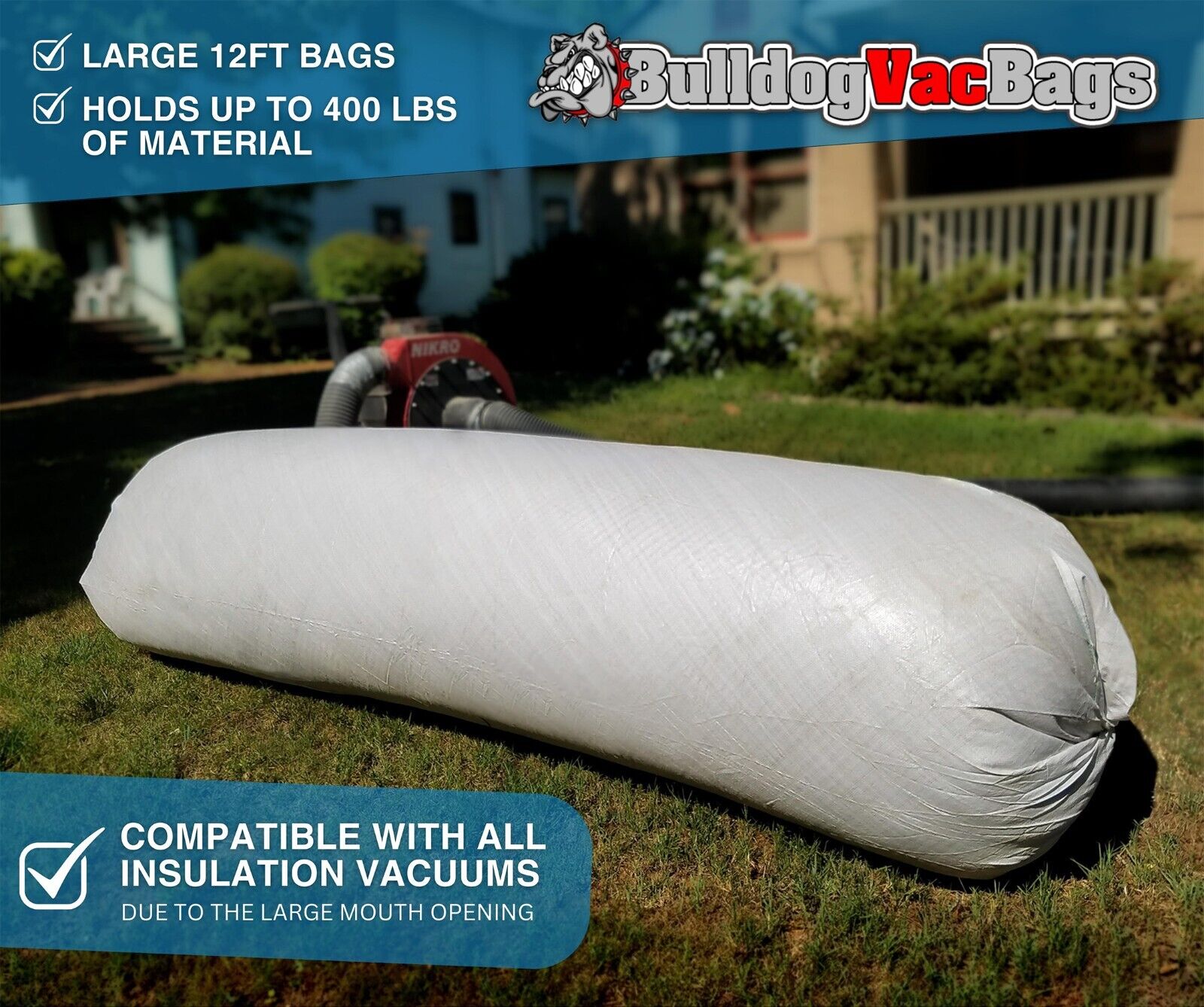 20 BulldogVacBags Multipurpose Insulation Removal Vacuum Bags No-Tear GUARANTEED