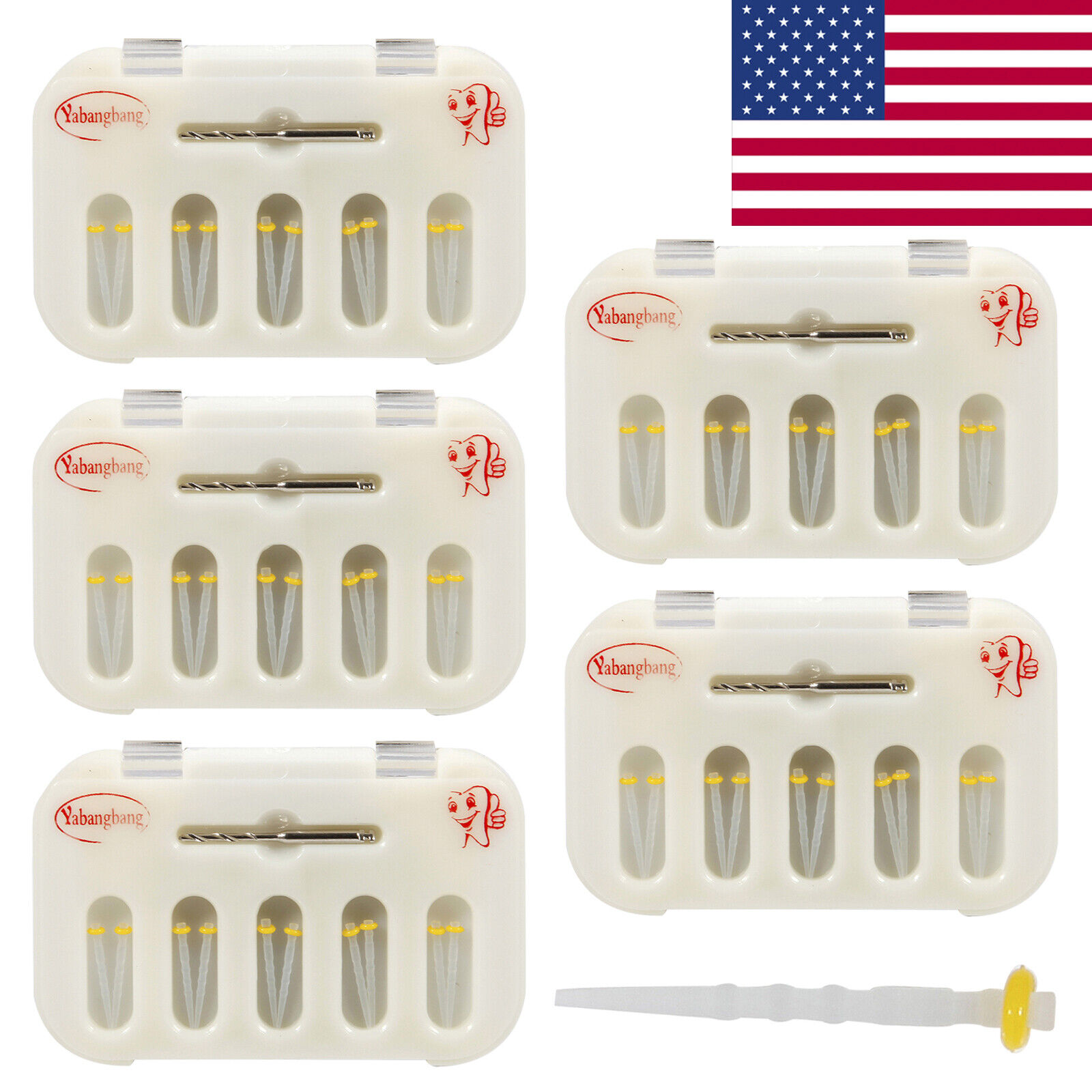 USA Dental High Intensity Quartz Fiber Post Resin Screw Post + Drills Yellow Kit