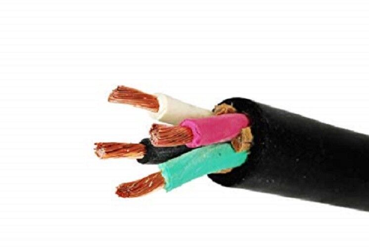 124025 12/4 Wire Cord SOOW, Rubber Coated 12 Gauge, 4 Conductor 25'