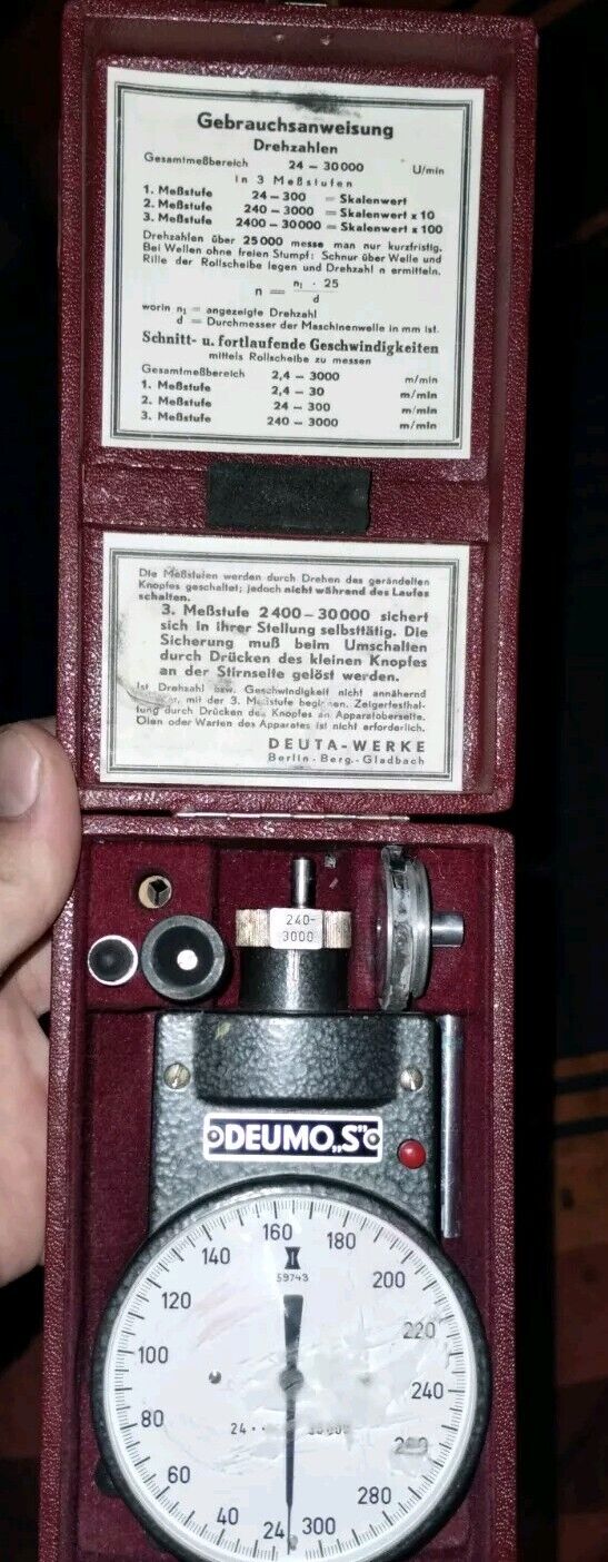 Vintage Handheld DEUMO,S 2400-30000 Tachometer