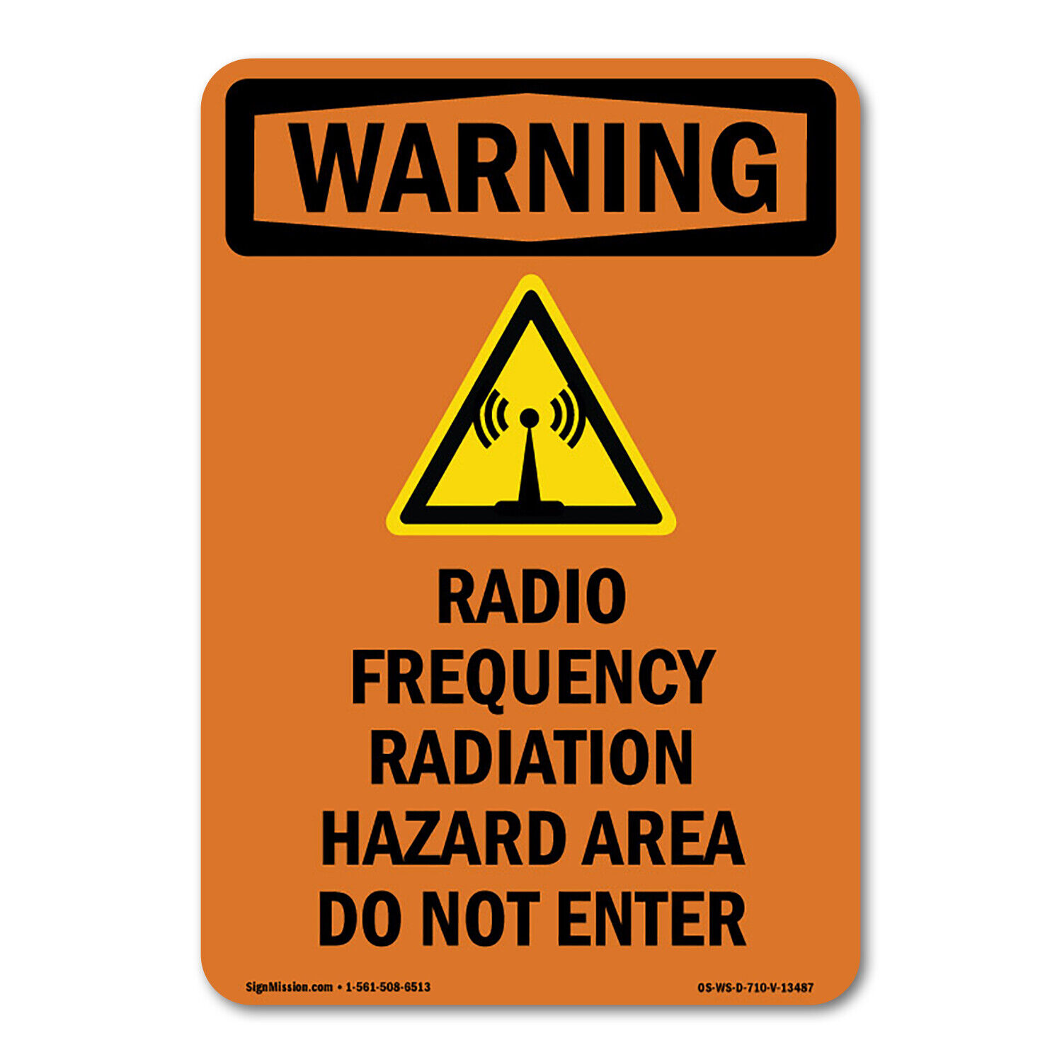 Radio Frequency Radiation ANSI Warning Sign Metal Plastic Decal