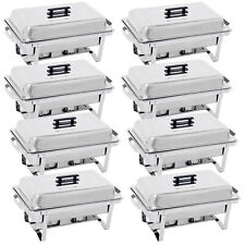 8 Pack 8 QT Stainless Steel Chafer Rectangular Dish Buffet Chafing Set Silver picture