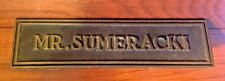 Vintage Bronze Desk Name Plate Mr. Sumeracki Embossed Cast Metal Heavy Old Nice picture