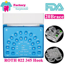 20Pc Dental Ortho Monocrystalline Sapphire Brackets Clear Brace ROTH 022 345Hook picture