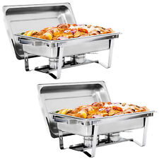 2 Pack 8QT Chafing Dish Stainless Steel Chafer Complete Set with 2 Warmer  picture
