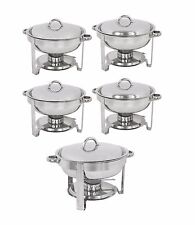5 Pack Round Chafing Dish Stainless Steel Full Size 5 Quart Tray Buffet Catering picture
