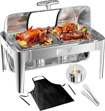 PYY Roll Top Chafing Dish Buffet Set, 9 QT Stainless Steel Chafing Server Set 2 picture