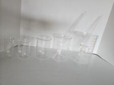 Lot Of 5 - Beakers Glass Set With 2 Glass Stirs -  PREMIUM BOROSILICATE CHEM LAB picture