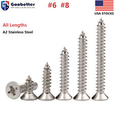 #6 #8 Self Tapping Wood Screws Phillips Flat Countersunk Head Stainless Steel A2 picture