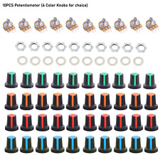 10 PCS 1K,2 K,5K,10K,20K,50K,100K ohm Linear Taper Rotary Potentiometer US Stock picture