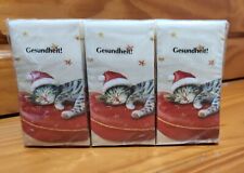 Gesundheit Vintage Tissues 6 pack Christmas Cat, 2 designs 4 ply Made in Germany picture