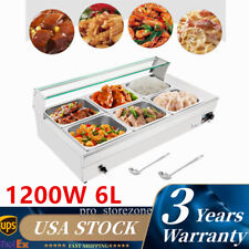1200W 6L Commercial Food Warmer Steam Countertop Buffet Server Bain Marie 6-Pan picture