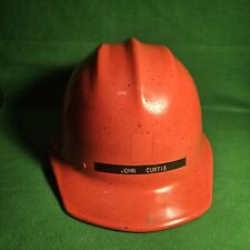 Vintage E D Bullard 502 Aluminun Hard Boiled Hat Helmet Orange Hard Hat W Liner picture